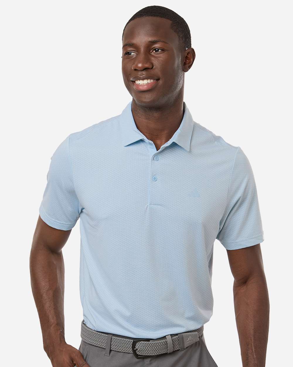 Men's Performance Textured Polo - White/ Crystal Sky