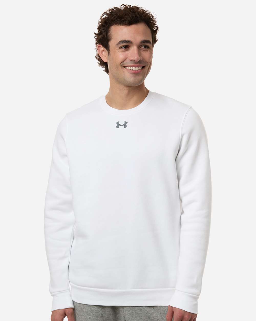 Men's Team Icon Fleece Crew - White/ Pitch Grey Medium Heather