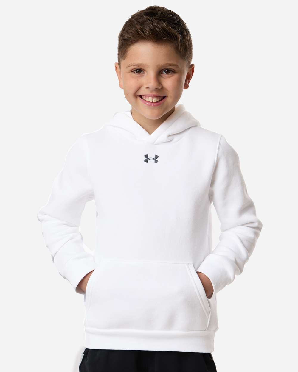 Youth Team Icon Fleece Hooded Sweatshirt - White/ Pitch Grey Medium Heather