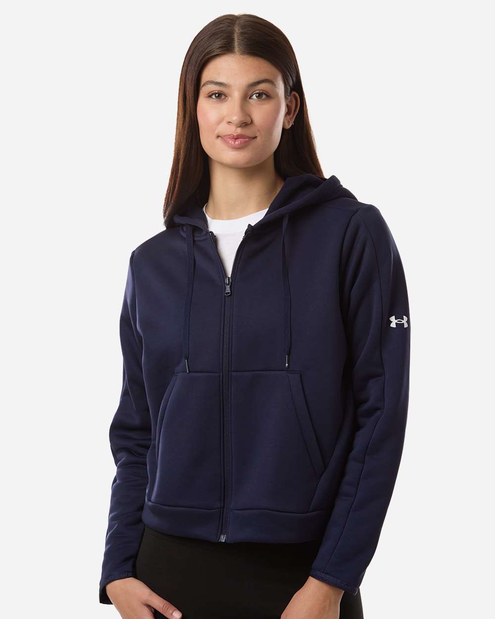 Women's Armour Fleece Pro Hooded Full-Zip - Midnight Navy/ White