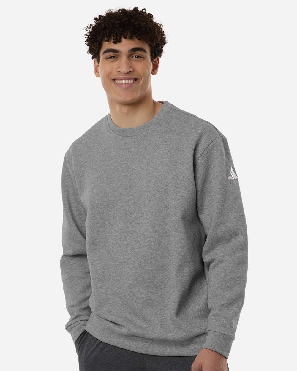 Men's Fleece Crewneck Sweatshirt - Medium Grey Heather/ White