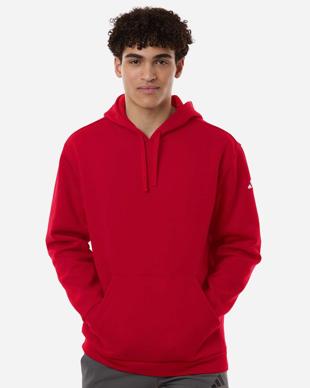 Men's Fleece Hooded Sweatshirt - Team Power Red/ White