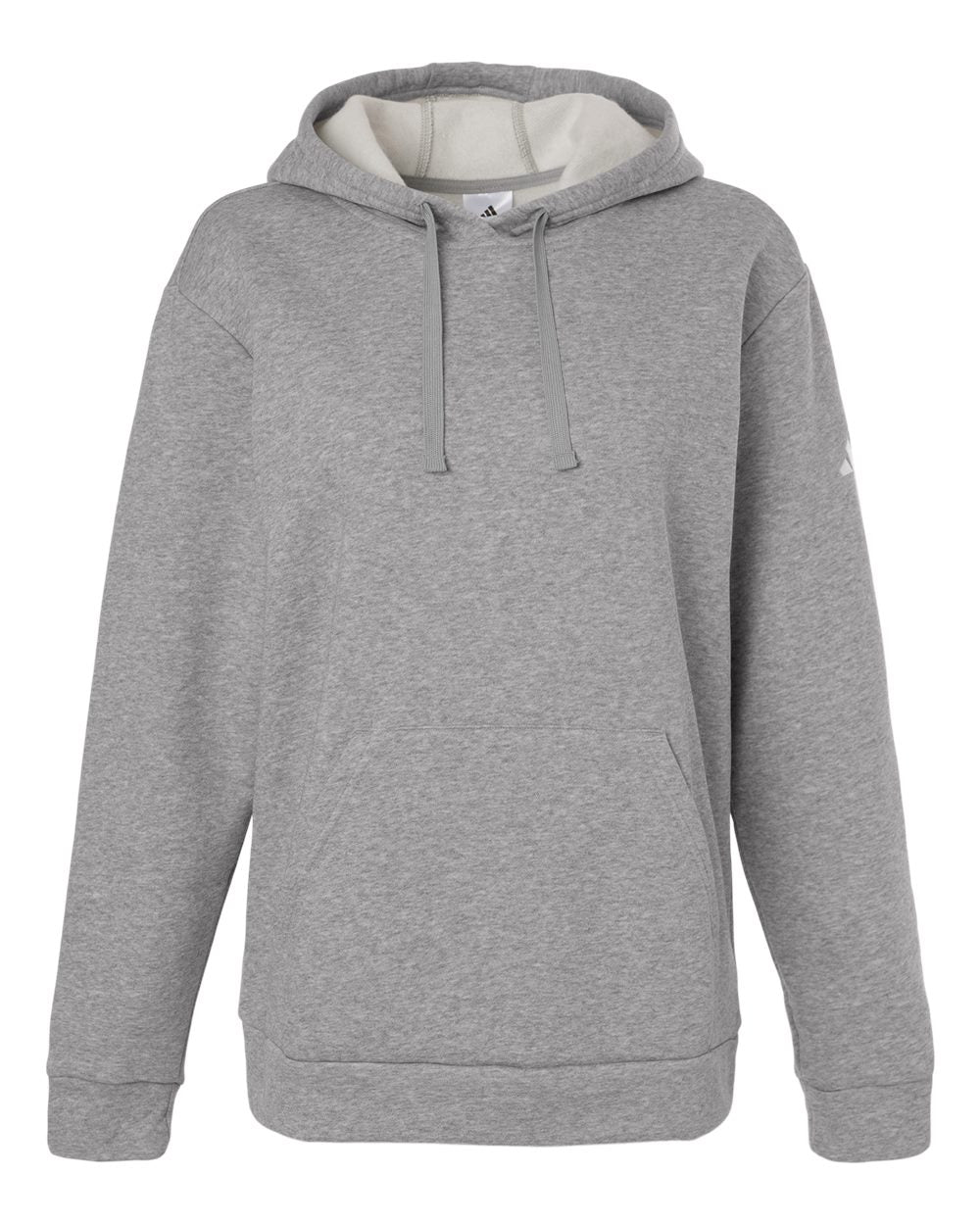 Women's Fleece Hooded Sweatshirt - Medium Grey Heather/ White