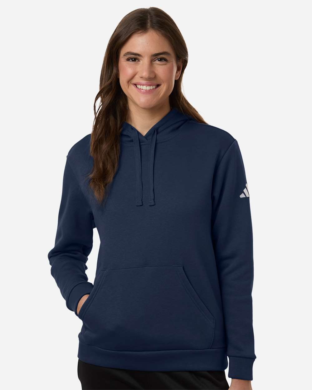 Women's Fleece Hooded Sweatshirt - Team Navy Blue/ White