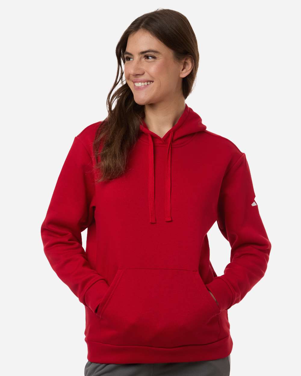 Women's Fleece Hooded Sweatshirt - Team Power Red/ White