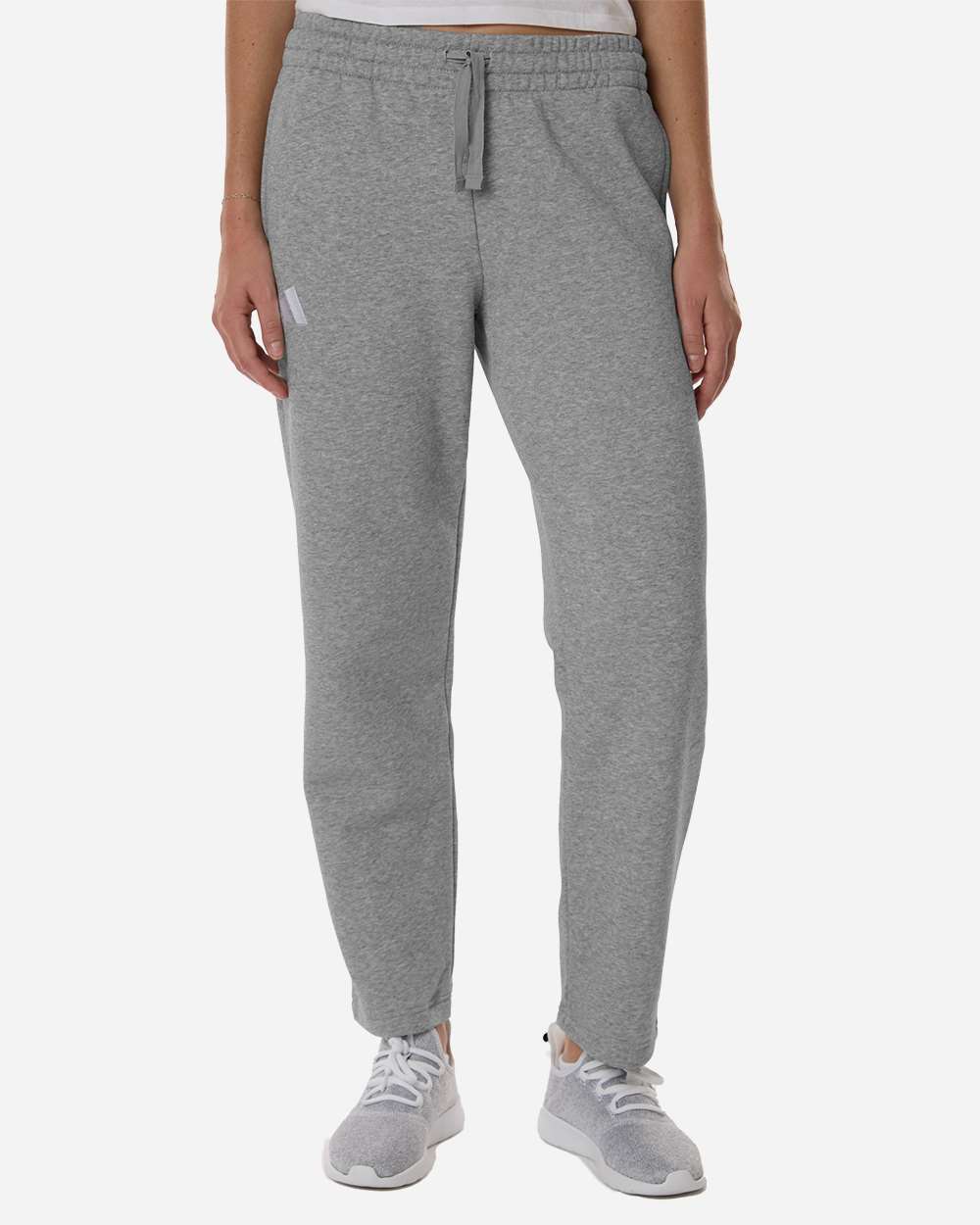 Women's Fleece Sweatpants - Medium Grey Heather/ White