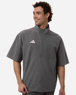 Men's Short Sleeve Quarter-Zip Pullover - Team Grey Four/ White