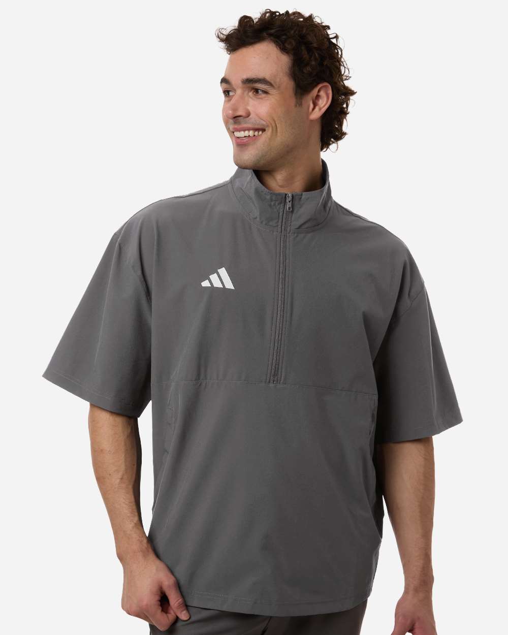 Men's Short Sleeve Quarter-Zip Pullover - Team Grey Four/ White