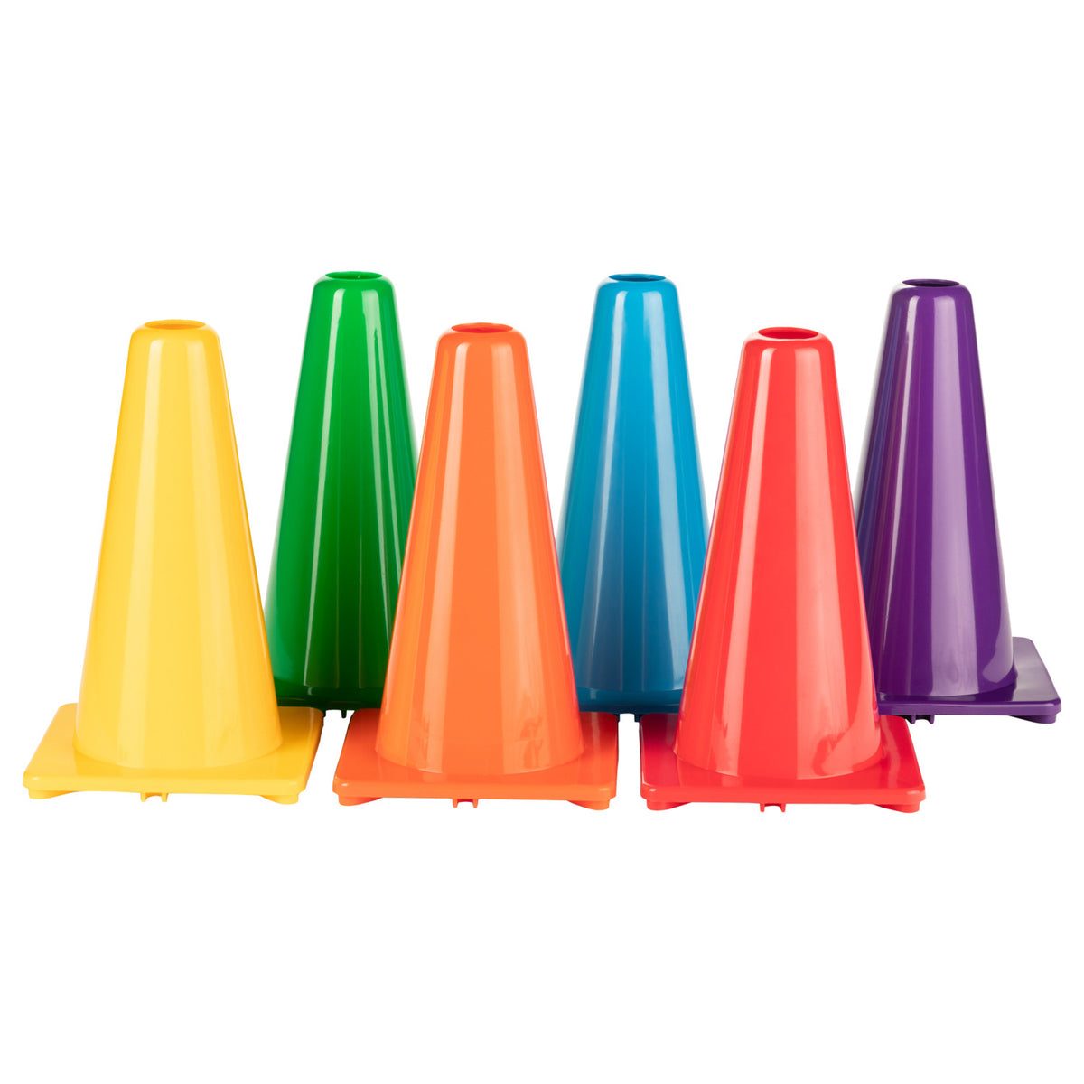 Champion Sports 9"H High-Visibility Flexible Vinyl Cone - Set of 6 (Assorted Colors)