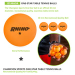 Champion Sports 1-Star Table Tennis Balls - Pack of 6