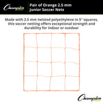 Champion Sports 2.5 mm Beginner Soccer Net, Orange - Pair