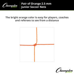 Champion Sports 2.5 mm Beginner Soccer Net, Orange - Pair