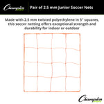 Champion Sports 3.5 mm Official Size Soccer Net - Pair, Orange