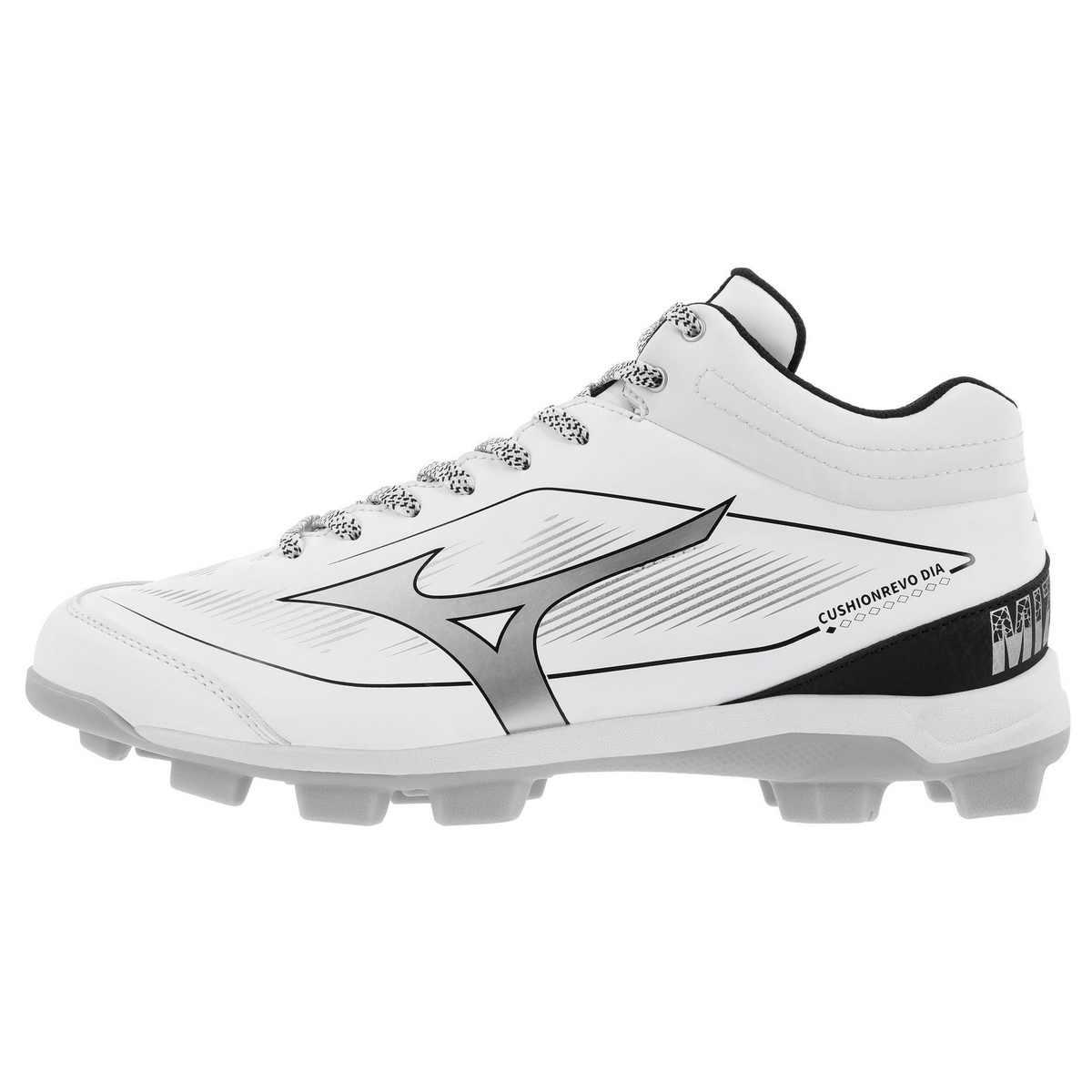 Mizuno CushionRevo Diamond Mid TPU Cleat — White / Black