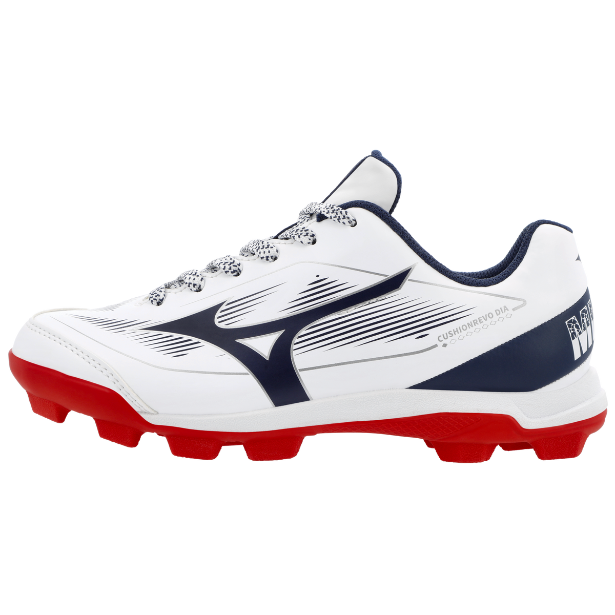 Mizuno CushionRevo Diamond JR Cleat — White / Navy