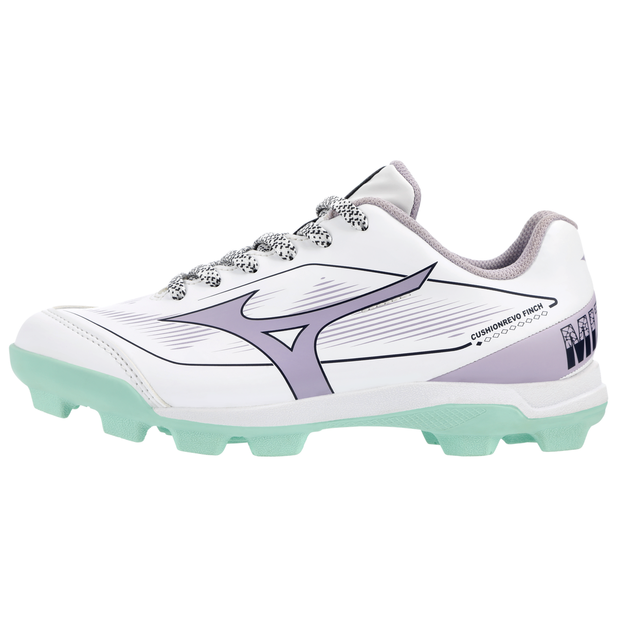 Mizuno CushionRevo Finch JR Cleat — White / Lavender