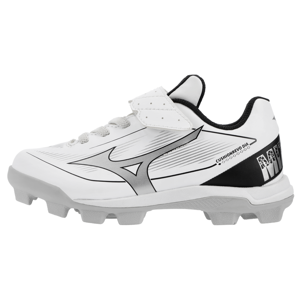 Mizuno CushionRevo Diamond Youth Cleat — White / Black