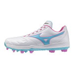 Mizuno Pro Select TPU Baseball Cleat — White / Pink