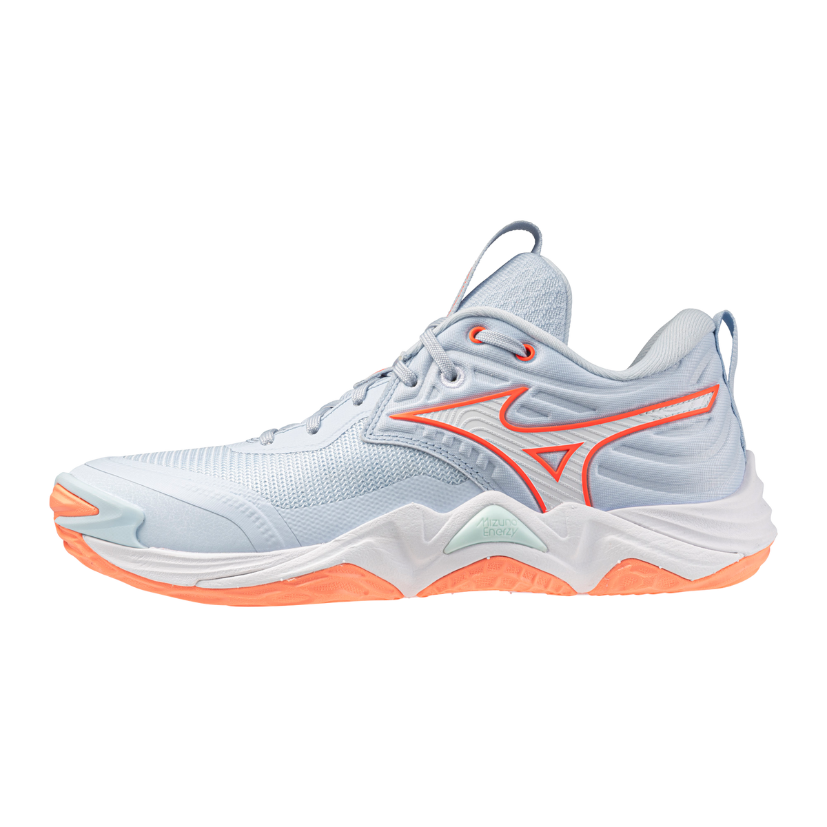 Mizuno Wave Momentum 4 Elite Womens — Blue Finch / Lava Orange