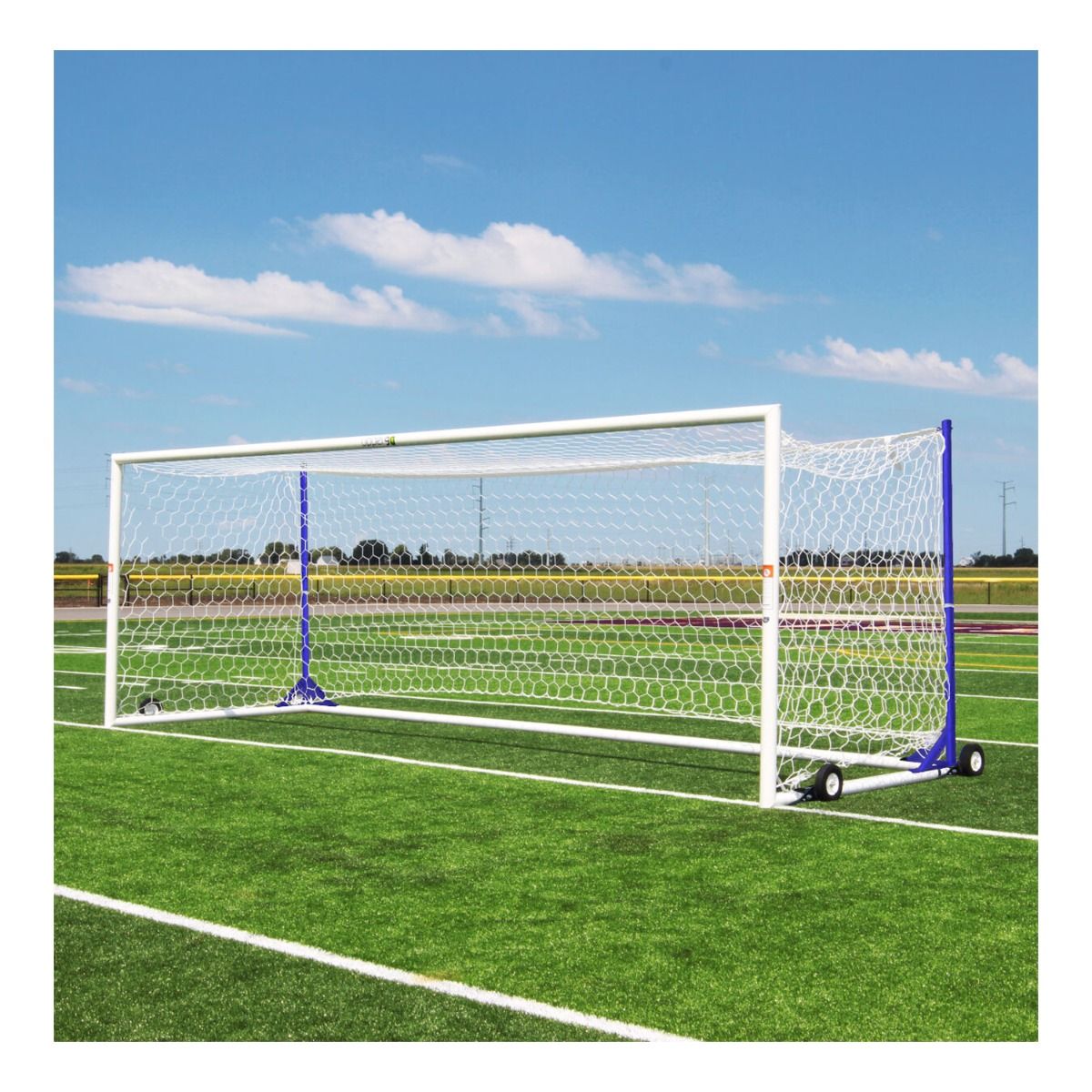 Porter Gill U90 Portable World Cup Soccer Goals; 8' X 24'; White W/Net Posts