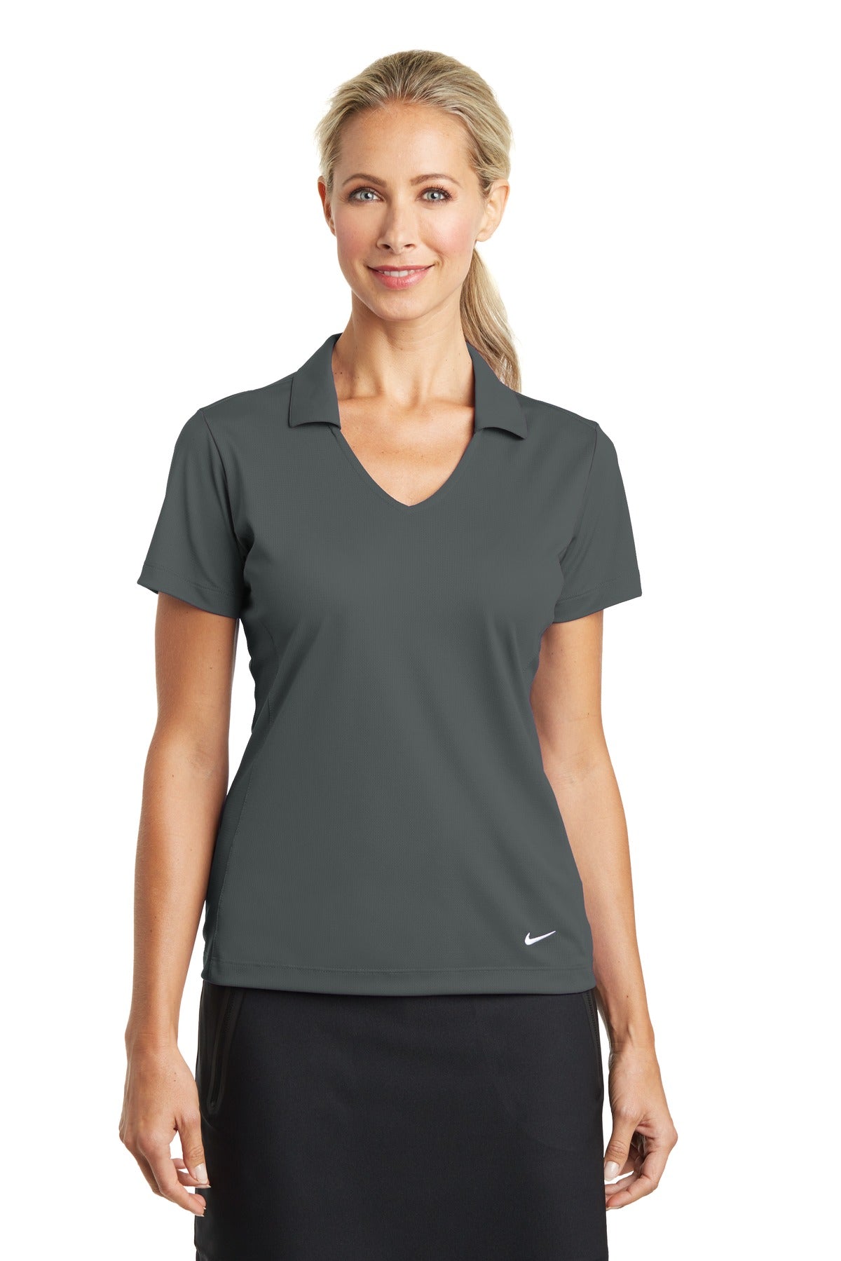Nike Women's Dri-FIT Vertical Mesh Polo. - Anthracite