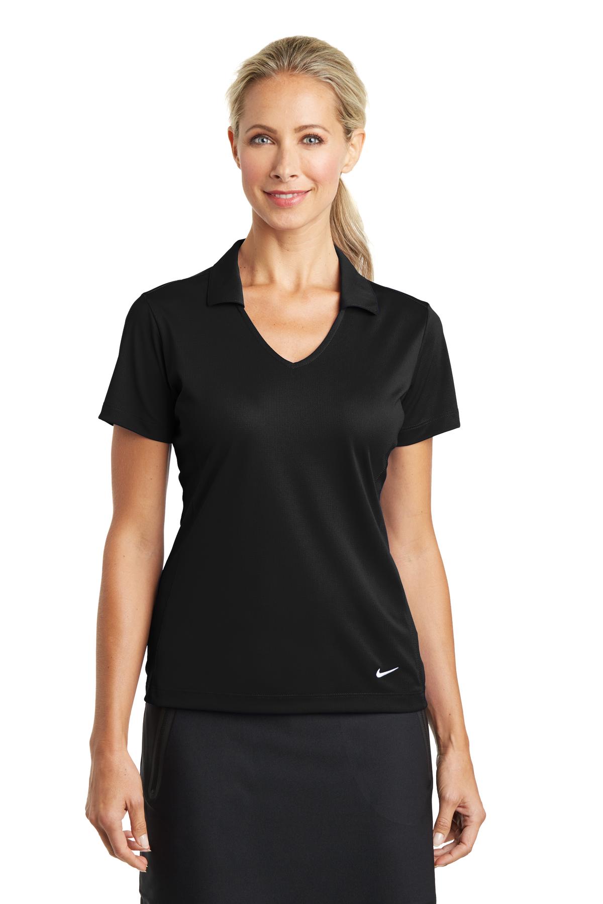 Nike Women's Dri-FIT Vertical Mesh Polo. - Black