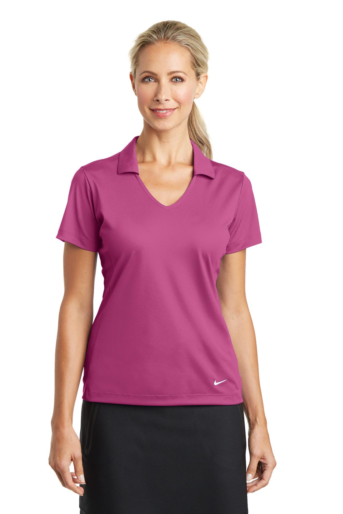 Nike Women's Dri-FIT Vertical Mesh Polo. - Pink Fire