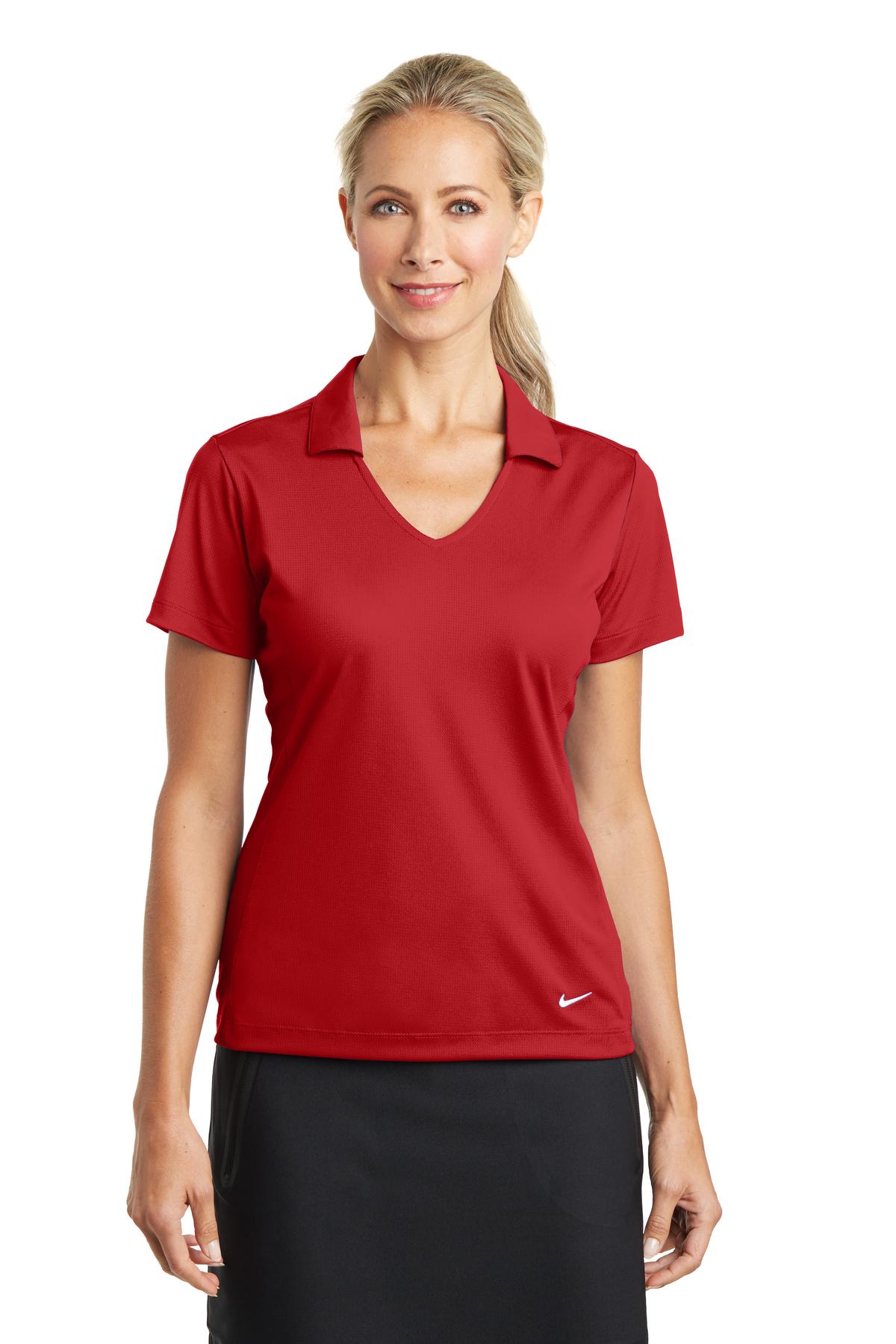 Nike Women's Dri-FIT Vertical Mesh Polo. - University Red