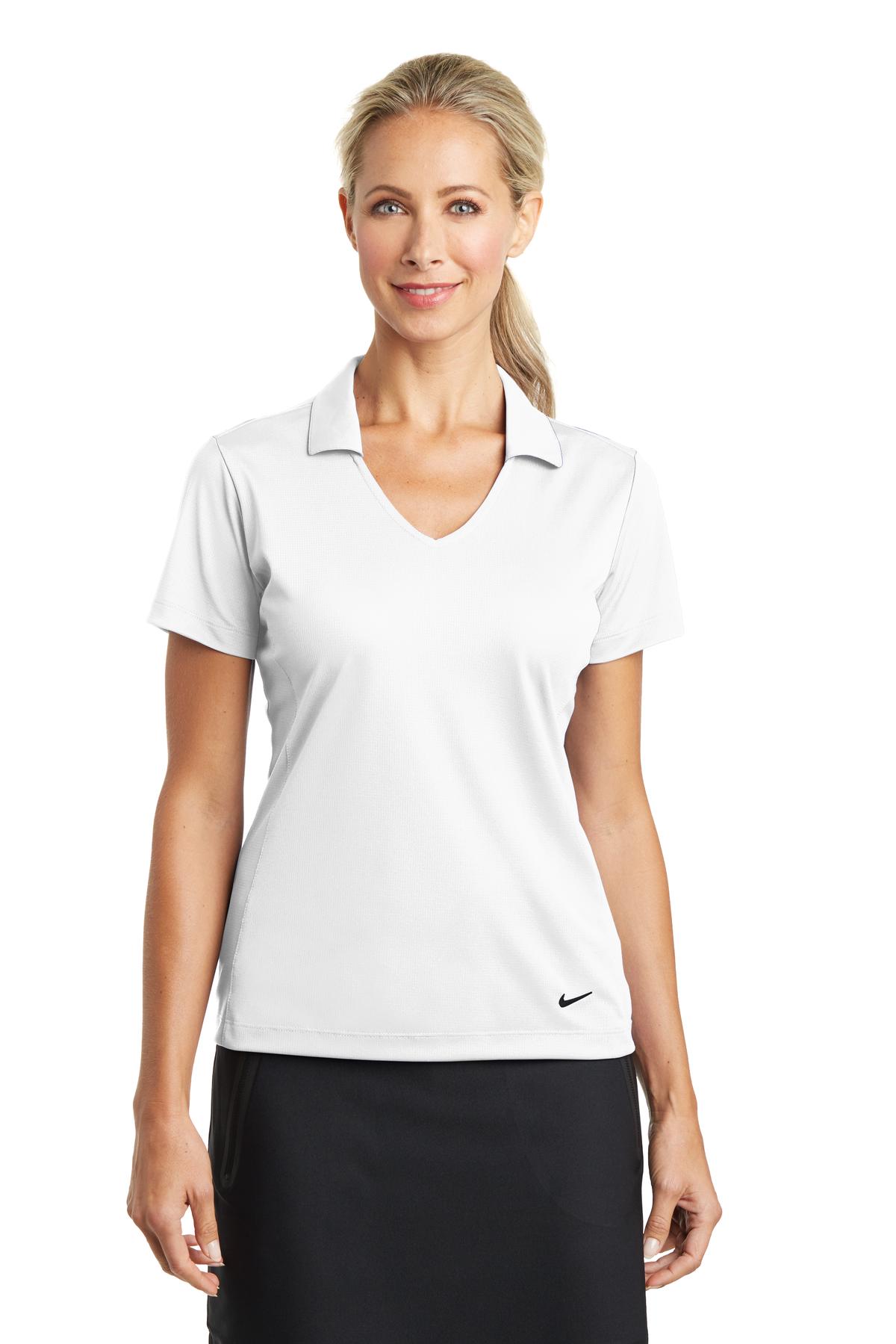 Nike Women's Dri-FIT Vertical Mesh Polo. - White
