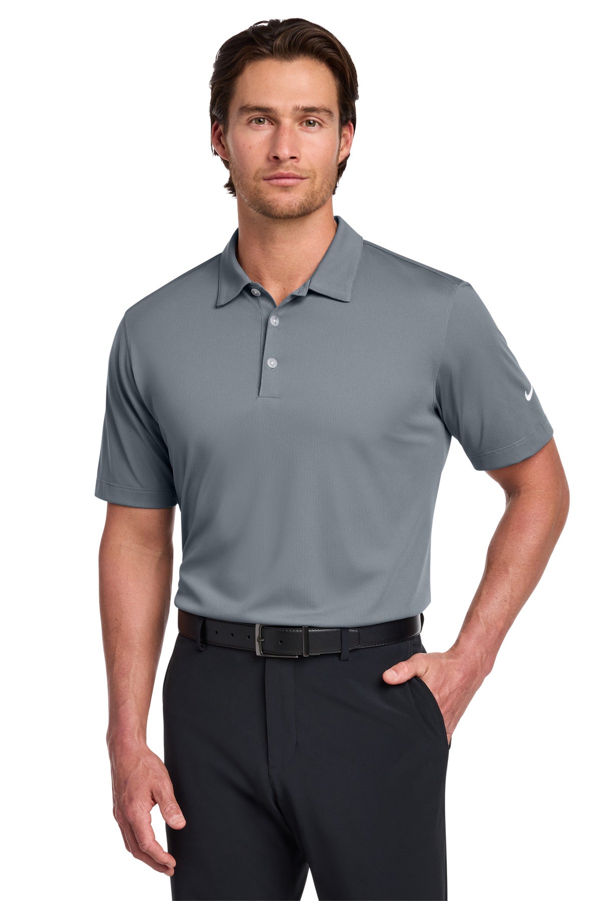 Nike Dri-FIT Vertical Mesh Polo. - Cool Grey