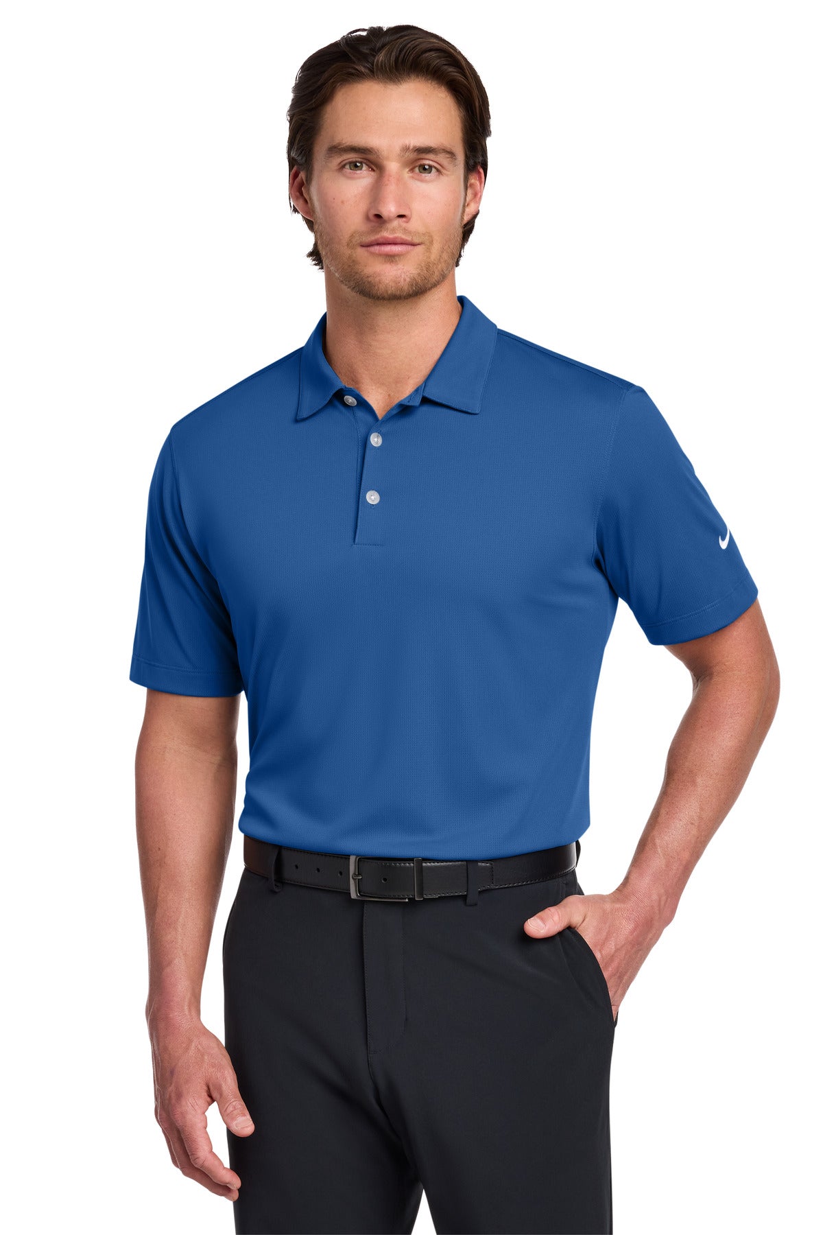 Nike Dri-FIT Vertical Mesh Polo. - Gym Blue