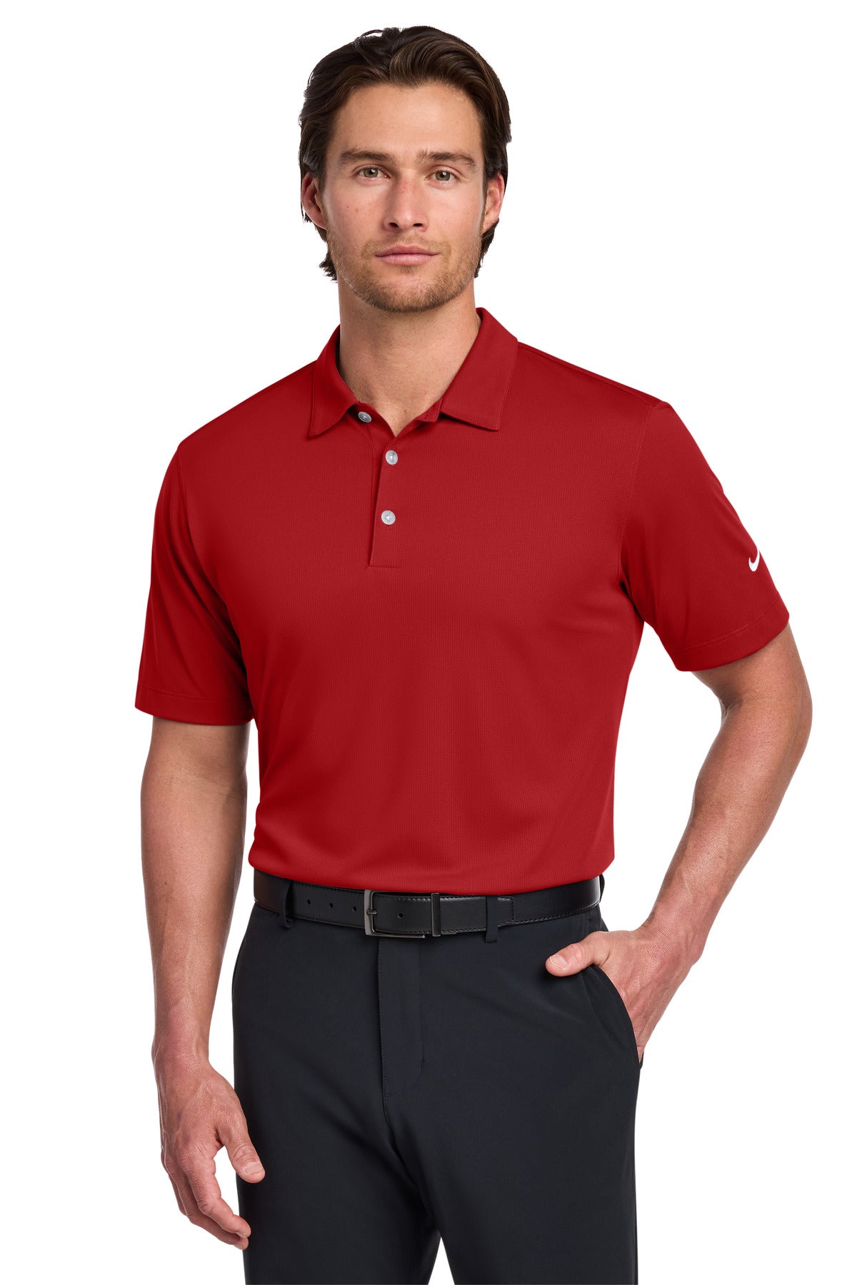 Nike Dri-FIT Vertical Mesh Polo. - University Red
