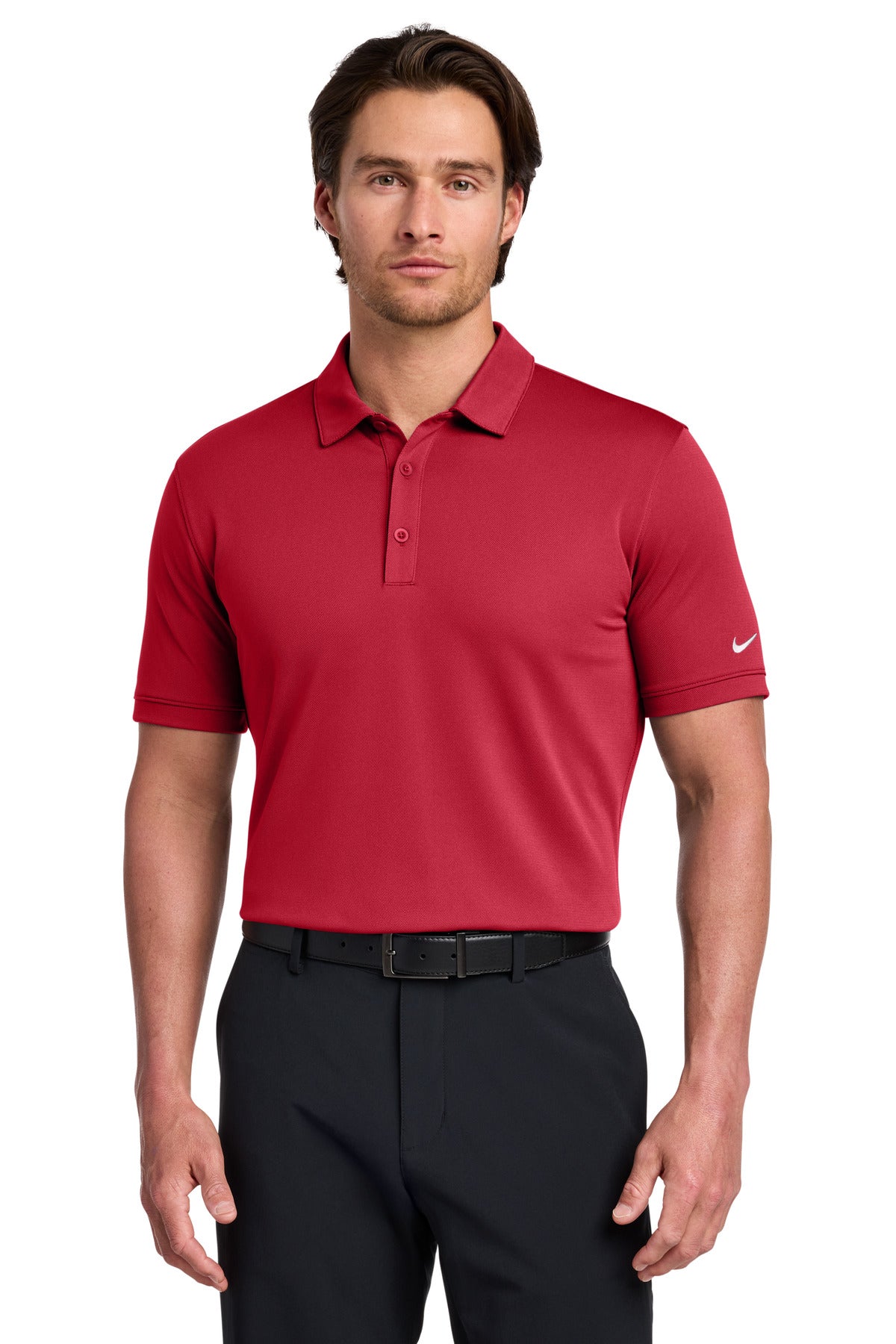 Nike Dri-FIT Solid Icon Pique Modern Fit Polo. - Gym Red