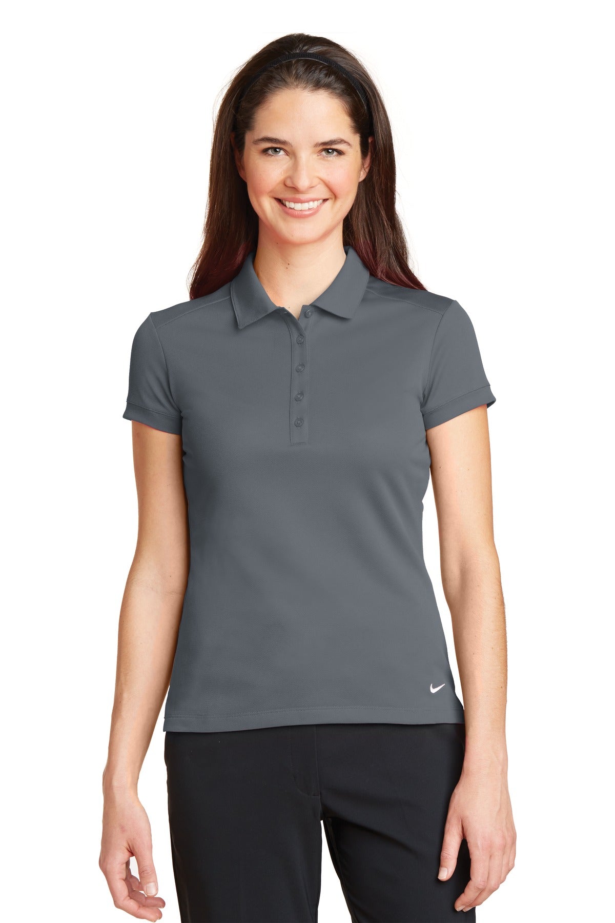 Nike Women's Dri-FIT Solid Icon Pique Modern Fit Polo. - Dark Grey