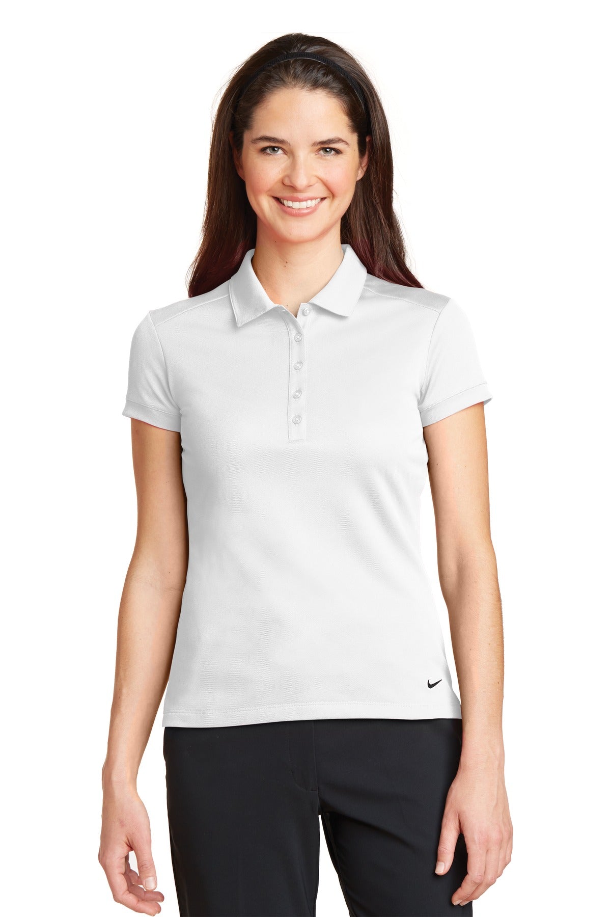 Nike Women's Dri-FIT Solid Icon Pique Modern Fit Polo. - White