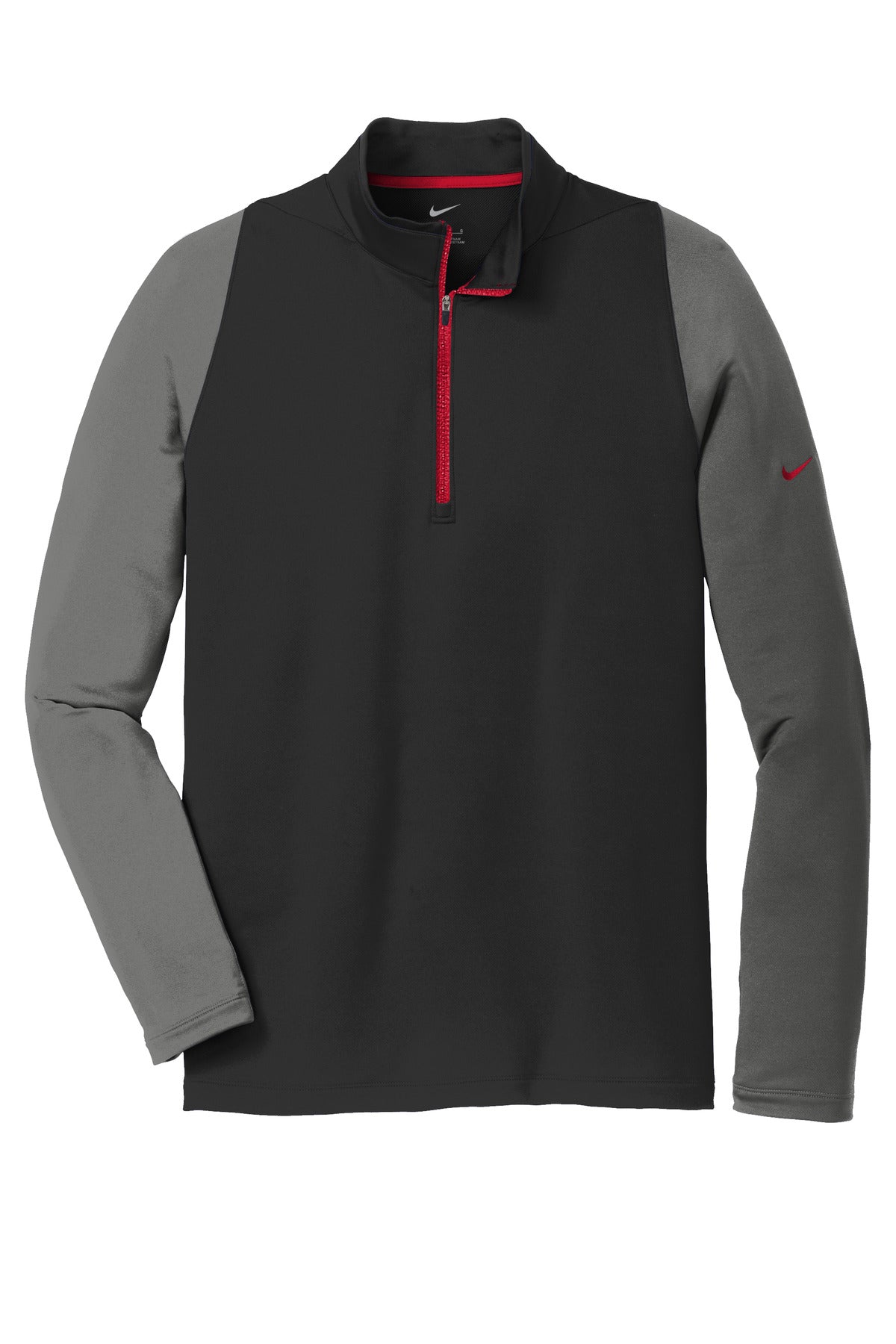 Nike Dri-FIT Stretch 1/2-Zip Cover-Up. - Black/ Dark Grey/ Gym Red
