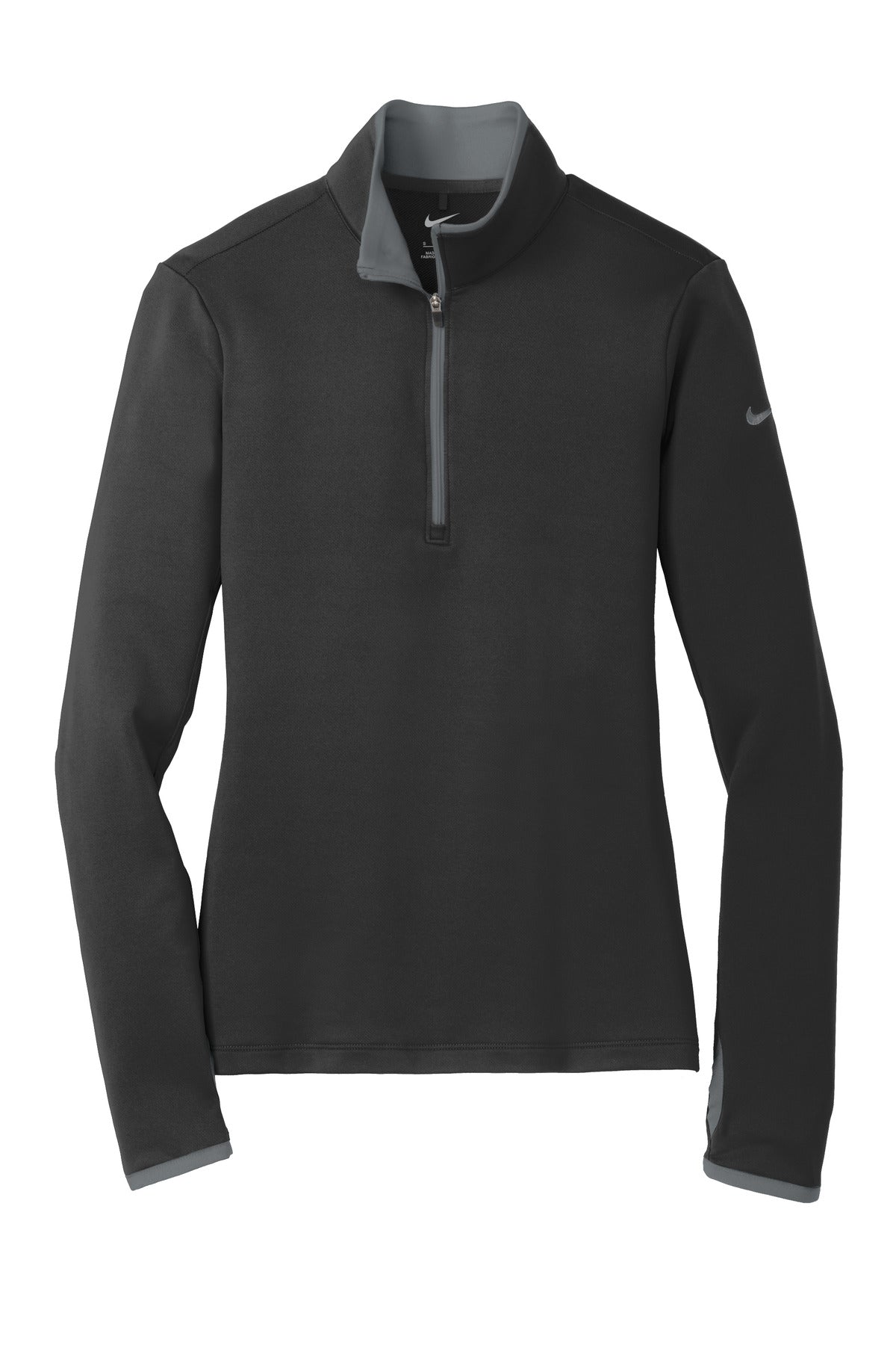 Nike Women's Dri-FIT Stretch 1/2-Zip Cover-Up. - Black/ Dark Grey