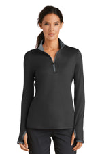 Nike Women's Dri-FIT Stretch 1/2-Zip Cover-Up. - Black/ Dark Grey