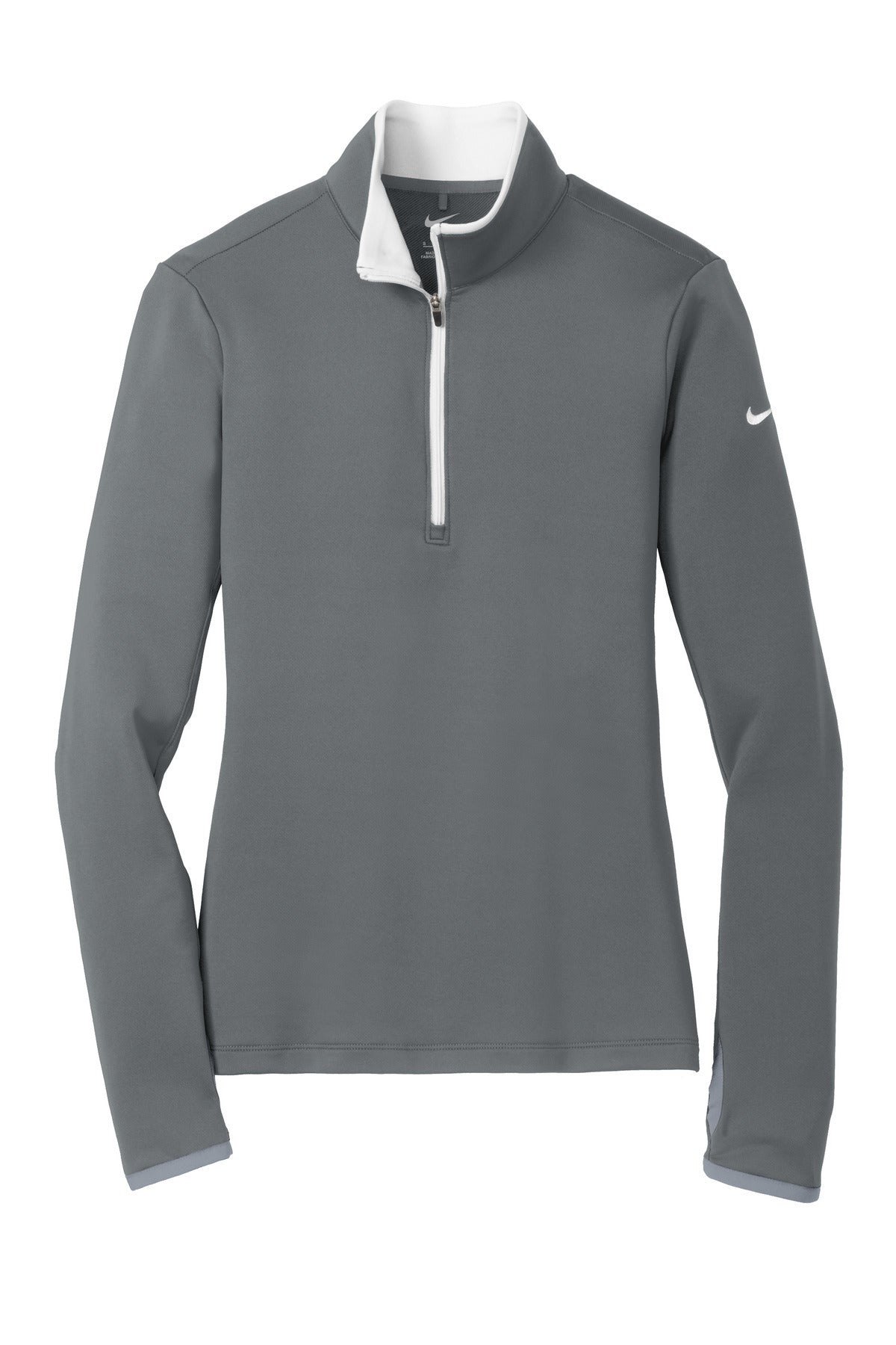 Nike Women's Dri-FIT Stretch 1/2-Zip Cover-Up. - Dark Grey/ White