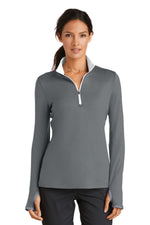Nike Women's Dri-FIT Stretch 1/2-Zip Cover-Up. - Dark Grey/ White