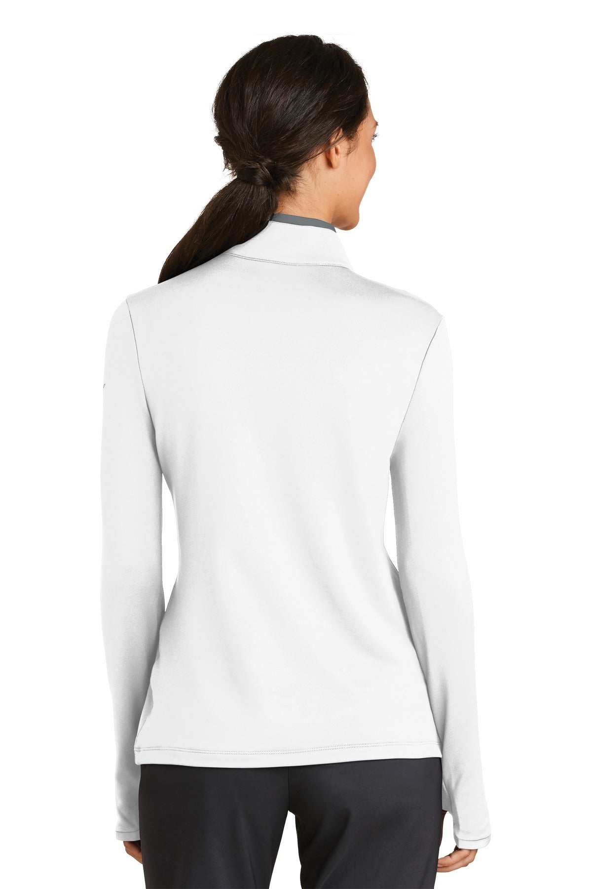 Nike Women's Dri-FIT Stretch 1/2-Zip Cover-Up. - White/ Dark Grey