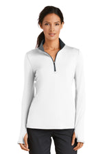 Nike Women's Dri-FIT Stretch 1/2-Zip Cover-Up. - White/ Dark Grey
