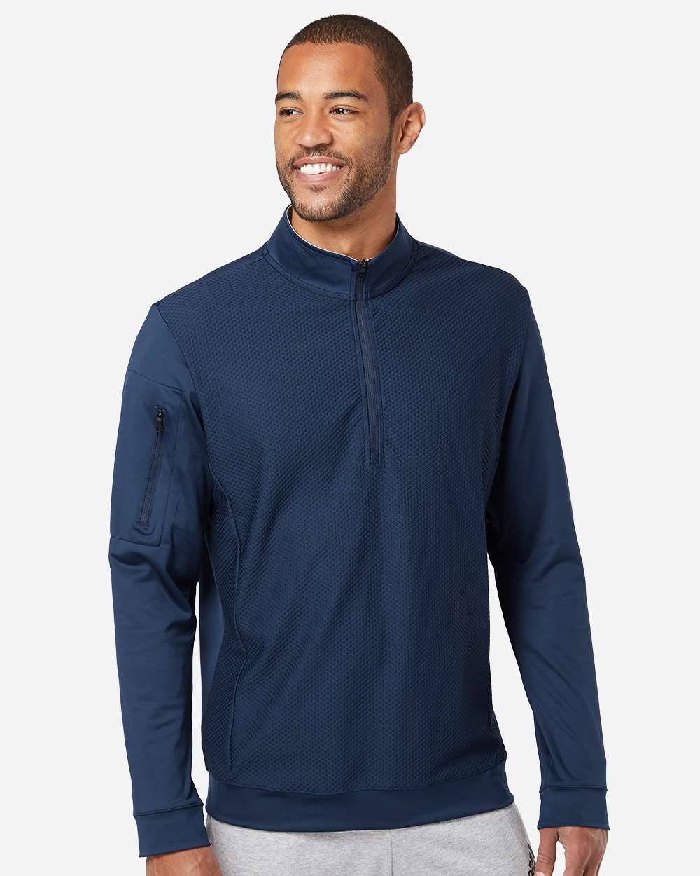 Men's Textured Quarter-Zip Pullover - Collegiate Navy