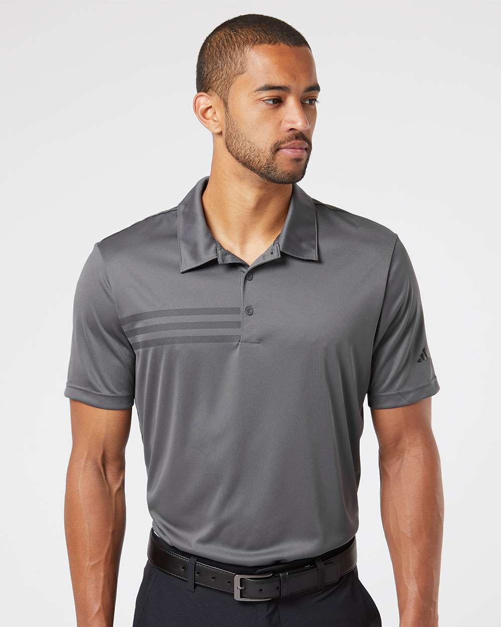 Men's 3-Stripes Chest Polo - Grey Five/ Black