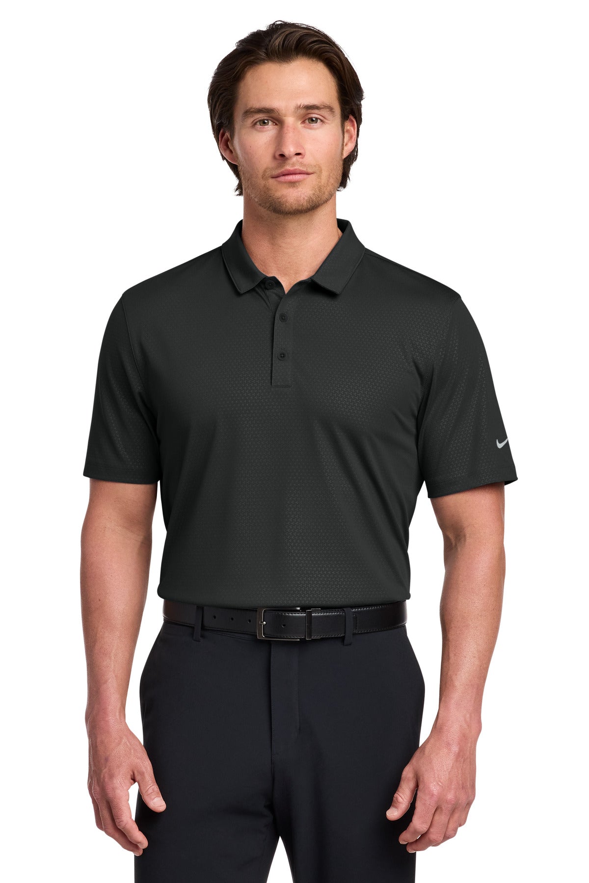 Nike Dri-FIT Embossed Tri-Blade Polo. - Black