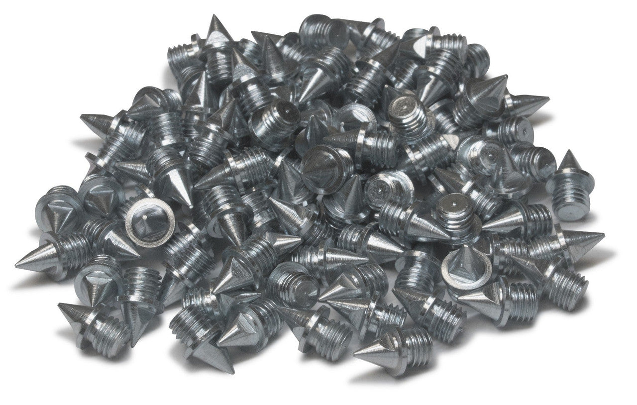 Pile of Gill pyramid track spikes, sold in 100-count packs