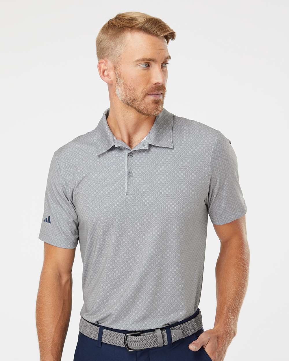 Men's Ultimate365 Diamond Dot Print Polo - Grey Three/ Team Royal/ Navy