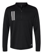 Men's 3-Stripes Double-Knit Quarter-Zip Pullover - Black/ Grey Two