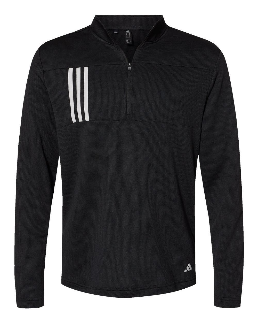Men's 3-Stripes Double-Knit Quarter-Zip Pullover - Black/ Grey Two