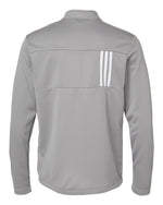Men's 3-Stripes Double-Knit Quarter-Zip Pullover - Grey Three/ White
